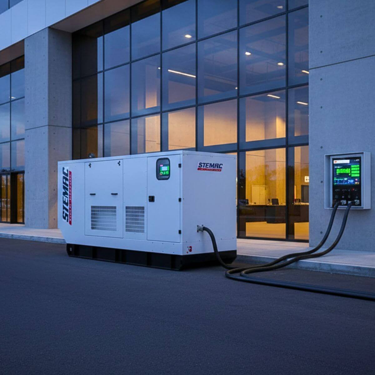 Instalações próximas a edifícios corporativos e salões de festas clássicos